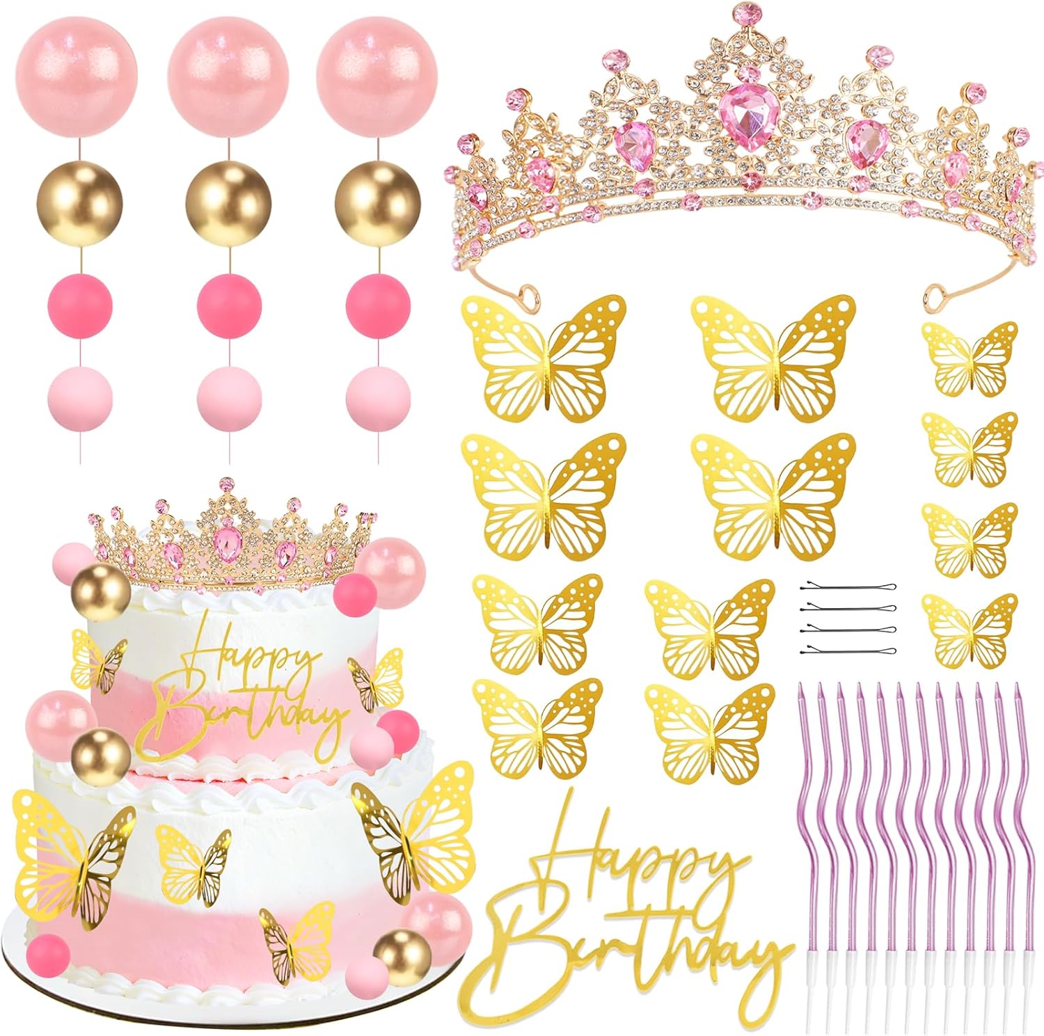 Candle. Queen - Krone-Kuchenaufsatz, Corona Para Pastellkerzen, Kugeln, Schmetterlinge,