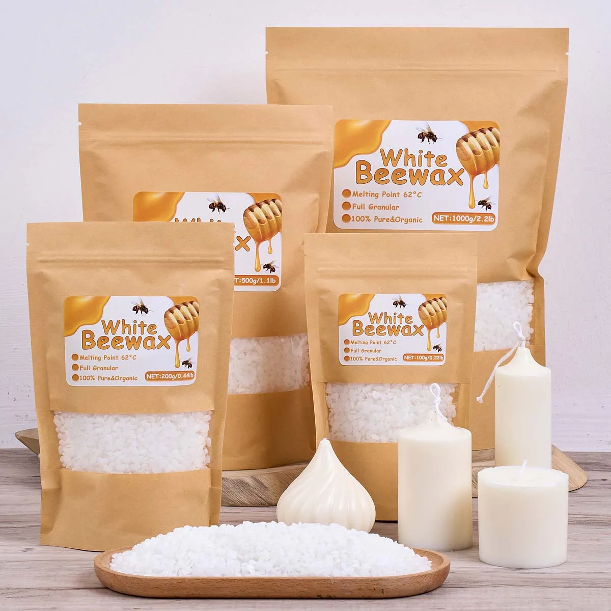 Candle Supplies Beeswax - 500 g weißes Bienenwachs, DIY-Kerzenherstellung, Material,